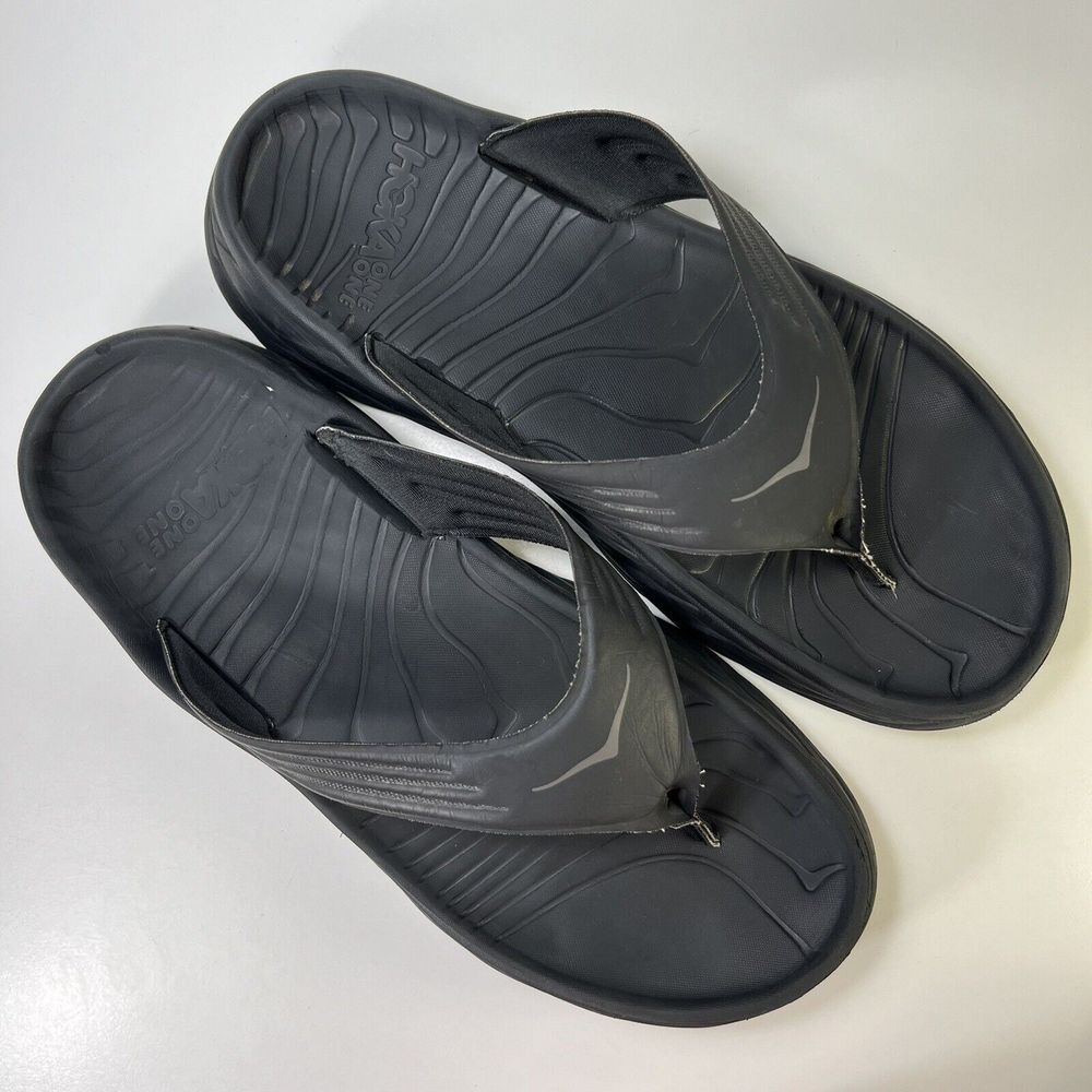 Hoka One One Mens Size 11 Flip Flops Black Comfort